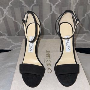 NEW WITH BOX Jimmy Choo - Misty 100 Black Suede Platform Sandal Size 36
